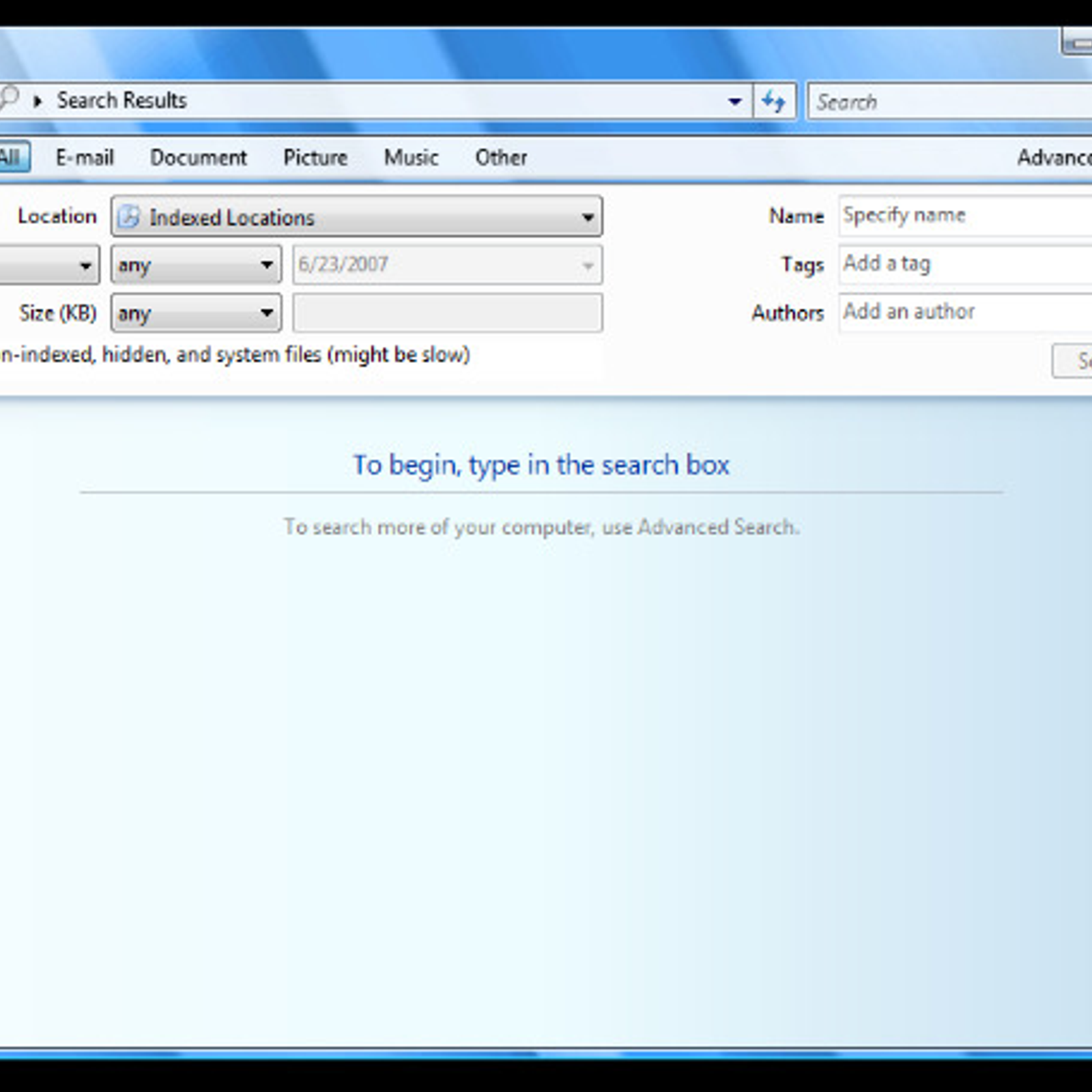 Windows Vista Mail Slow Holidays