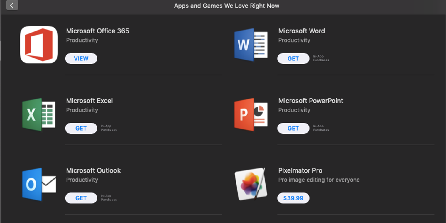 Office for mac app store