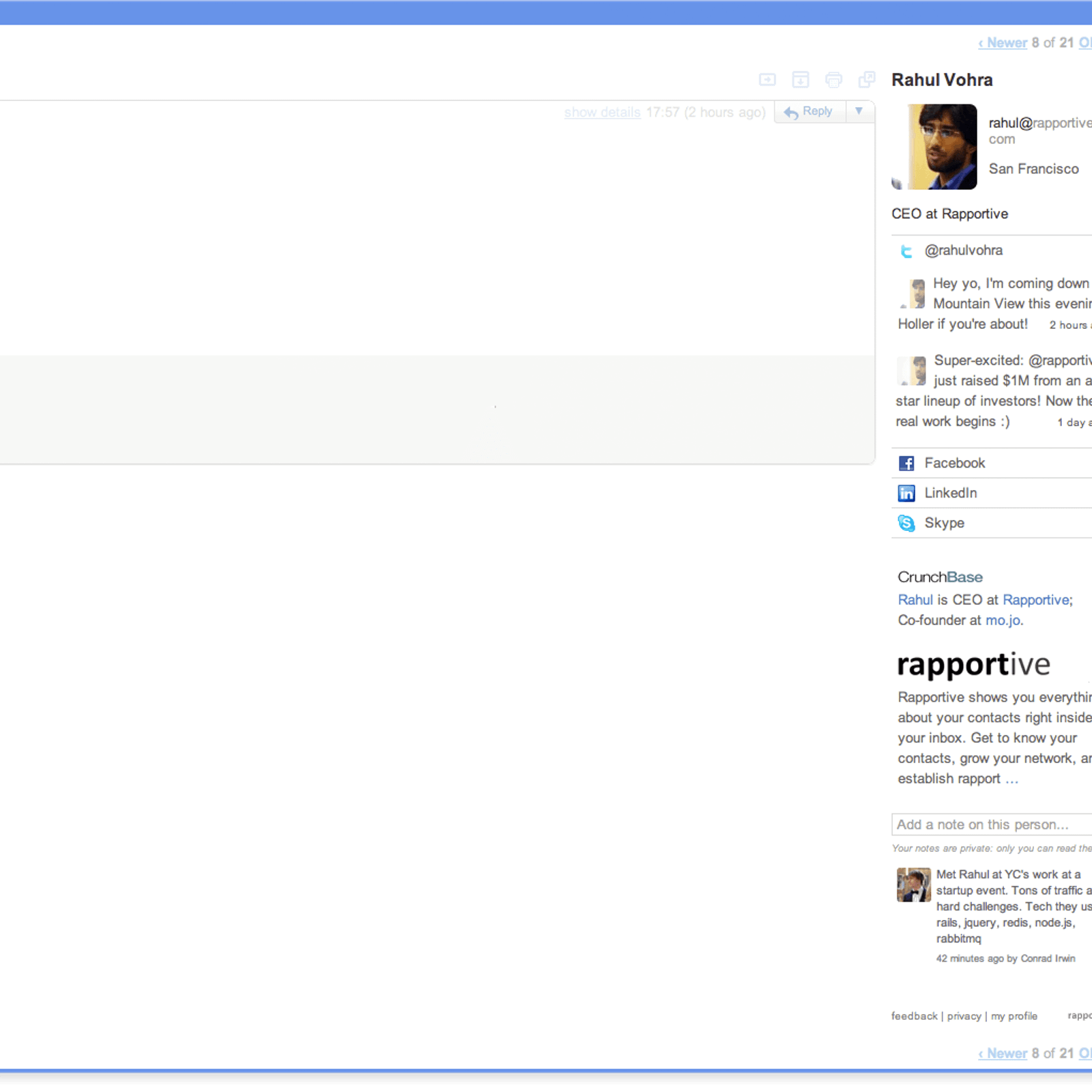its possible to update the information on linkedin rapportive or report it as discontinued duplicated or spam