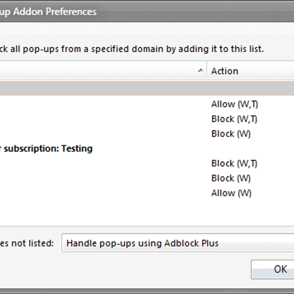 Adblock plus pop-up addon