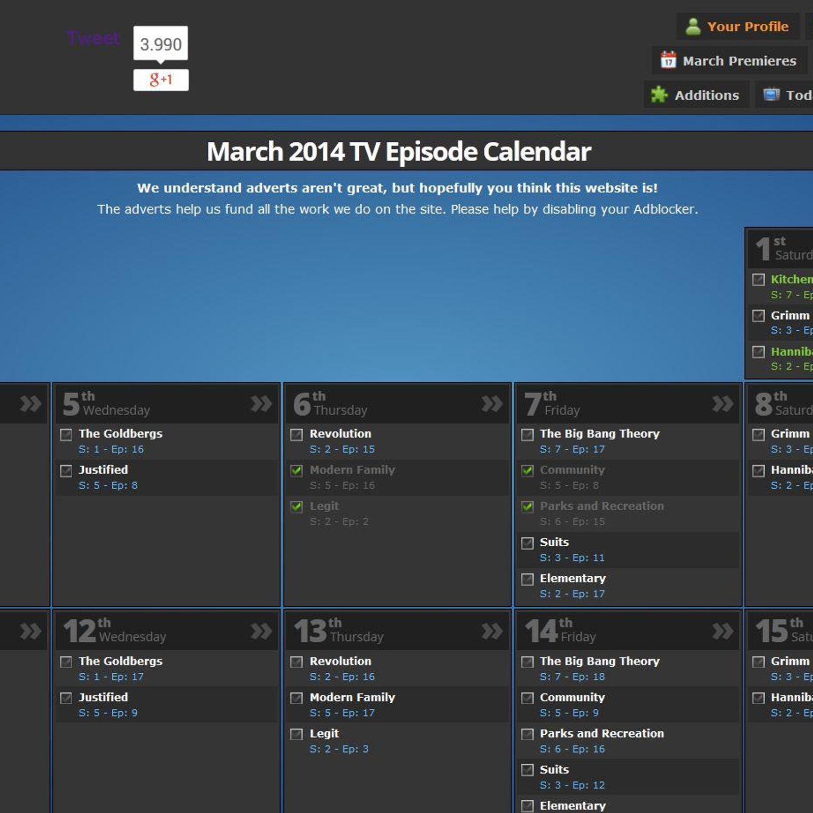 TV Calendar Alternatives and Similar Websites and Apps