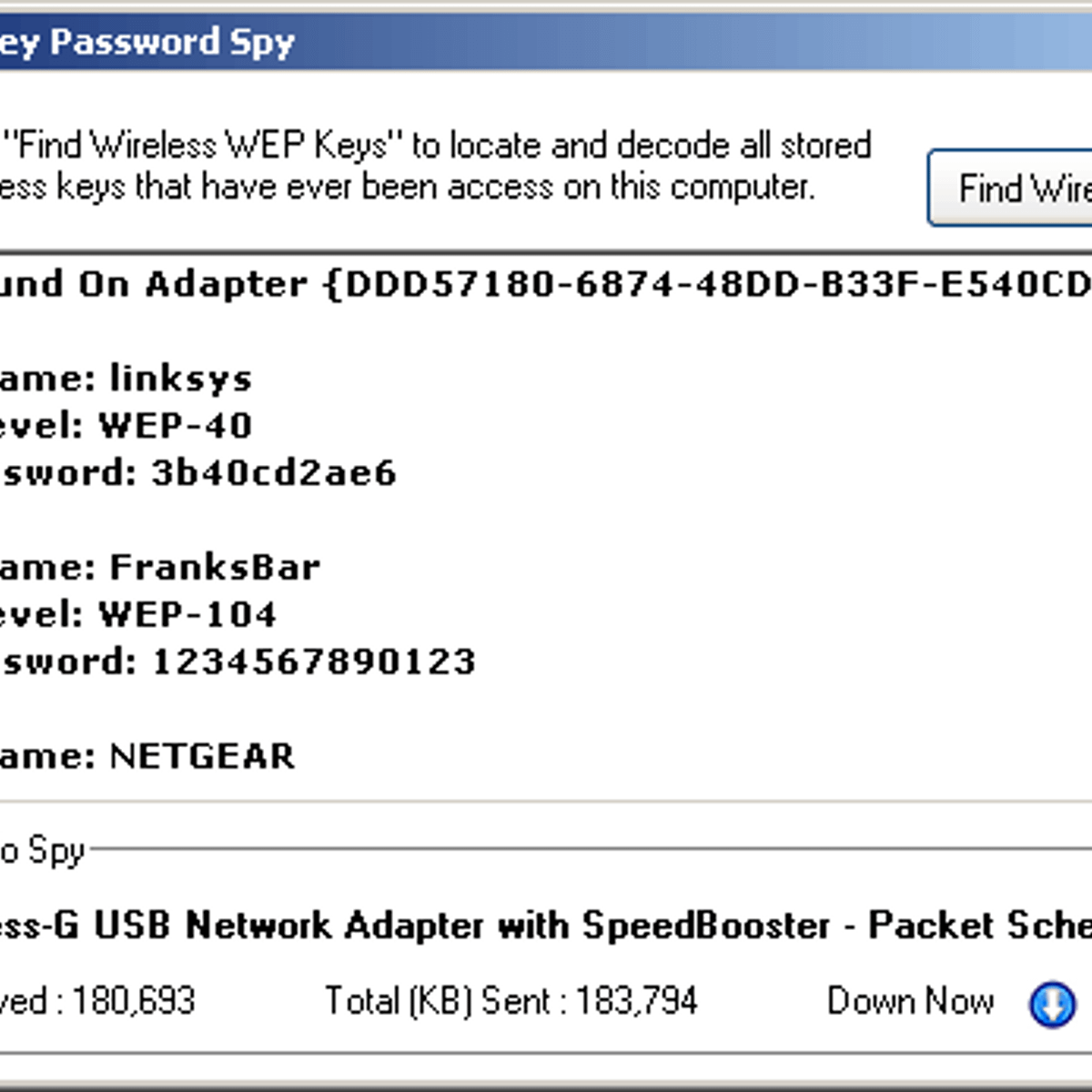 not wireless wep key password spy life