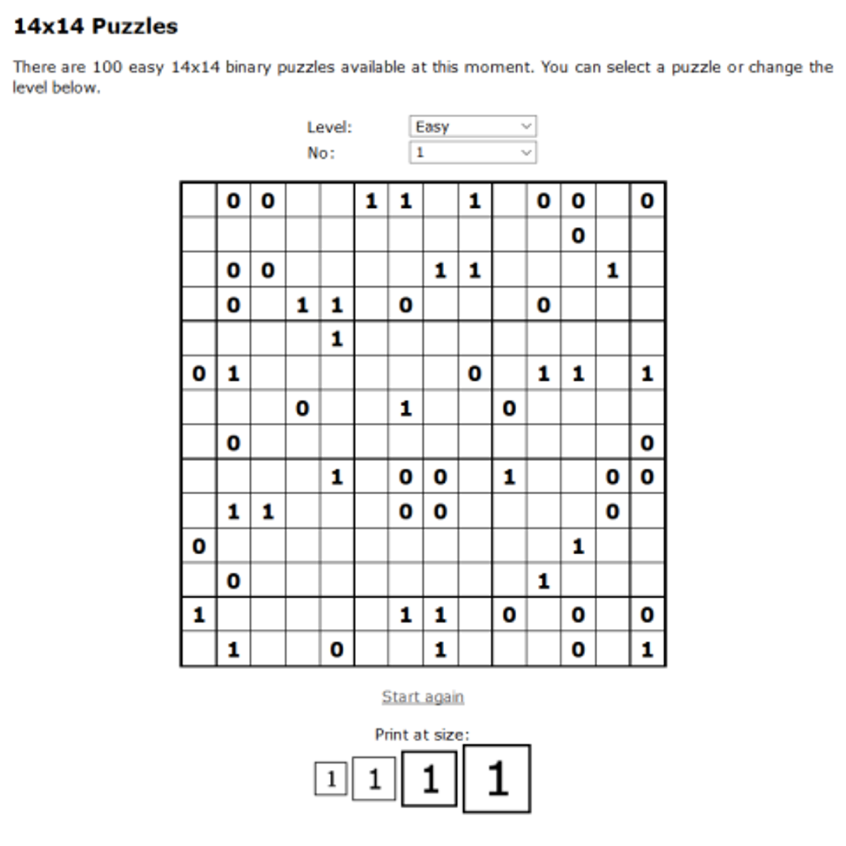 Free Printable Binary Puzzles