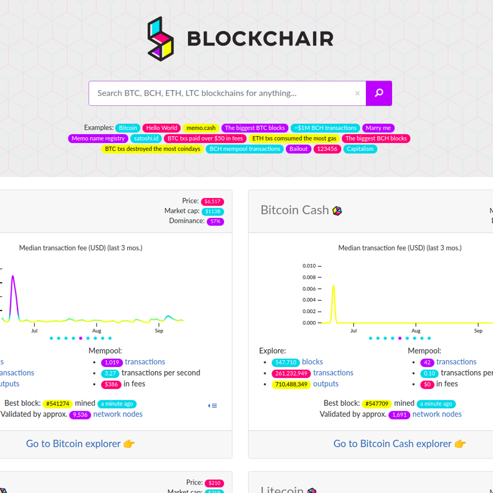 Screenshot of Blockr.io Alternative Blockchair