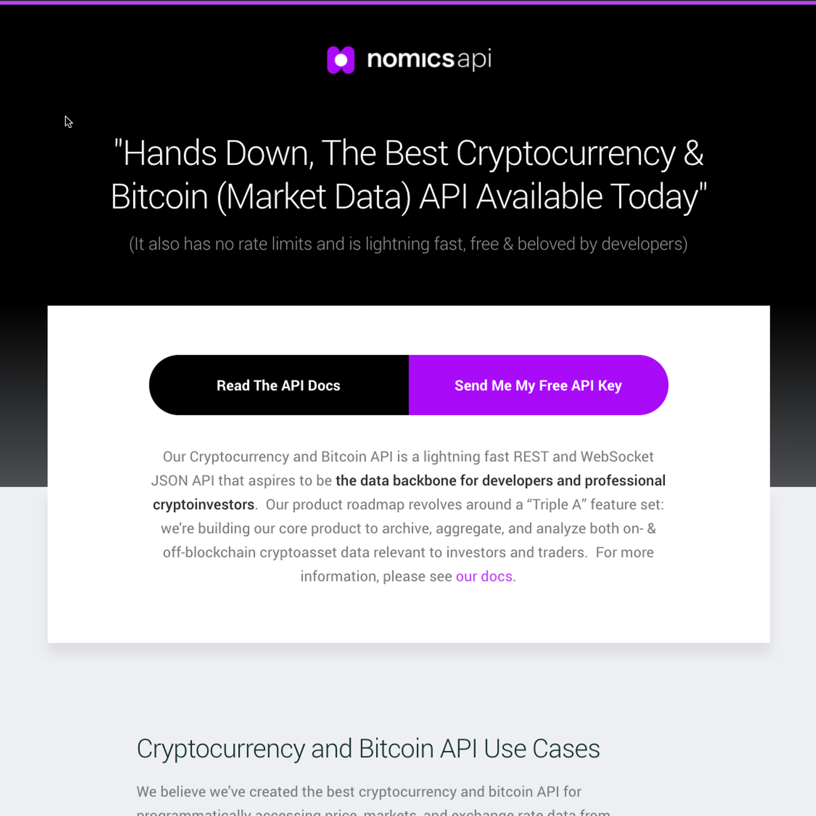 Nomics Cryptocurrency Market Data Api Alternatives And Similar Nomics Crypto Market Data Api Home Page