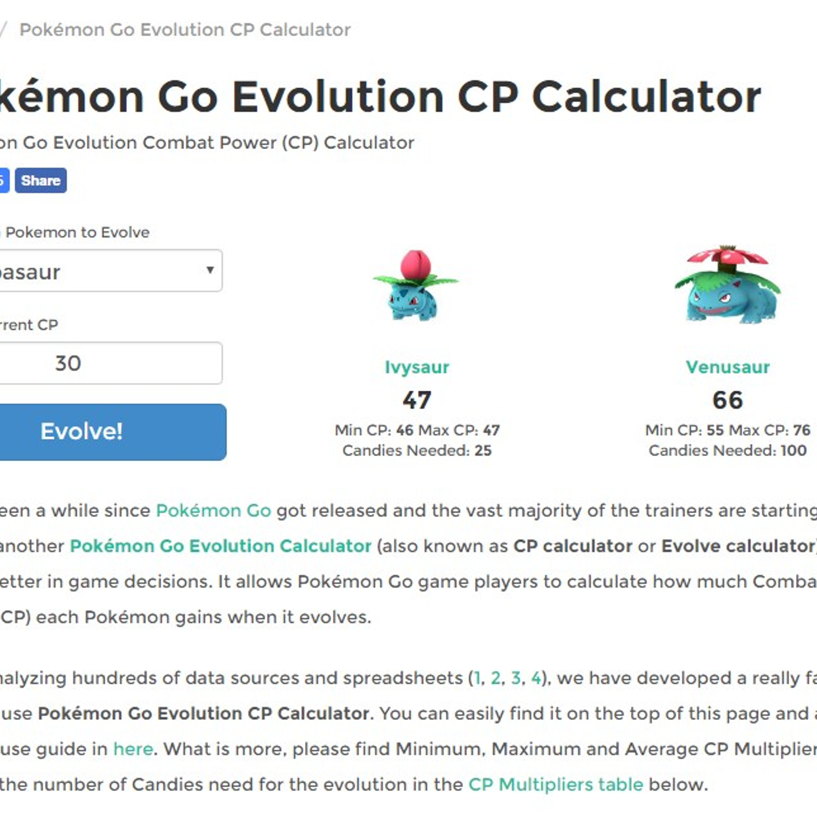 pokémon go evolution calculator